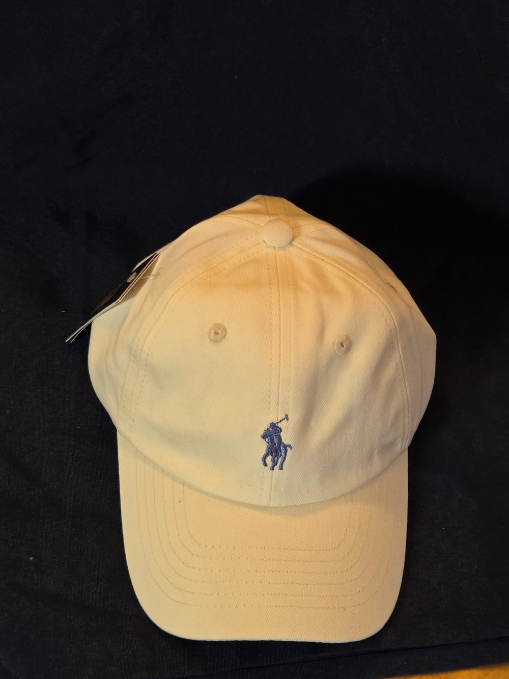 Polo by Ralph Lauren Cream Cap with Blue Pony Embroidery - Picture 2 of 4